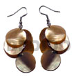 Philippines Shell Earrings Shell Fashion Jewelry Dangling 5 Pcs. Round 15mm Brownlip SFAS5446ER