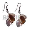 Philippines Shell Earrings Shell Fashion Jewelry Dangling 5 Pcs. 15mmx12mm Brownlip Ovals SFAS5448ER