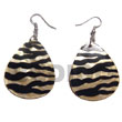 Philippines Shell Earrings Shell Fashion Jewelry Dangling 40mmx34mm Teardrop Mop with Animal Print SFAS5624ER