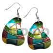 Philippines Shell Earrings Shell Fashion Jewelry Dangling Handpainted And Colored Round 40mm Kabibe SFAS5640ER