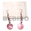 Philippines Shell Earrings Shell Fashion Shell Earrings Jewelry Dangling Round 25mm Pink Hammershell Natural Shell Component SFAS585ER