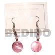 Dangling Round 25mm Pink Shell Earrings