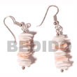 Philippines Shell Earrings Shell Fashion Shell Earrings Jewelry Dangling White Rose W/ Pink Rose Accent Natural Shell Component SFAS669ER