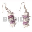 Philippines Shell Earrings Shell Fashion Shell Earrings Jewelry Dangling White Rose W/ Dyed Lilac White Rose Accent Natural Shell Component SFAS670ER
