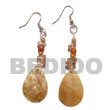 Philippines Shell Earrings Shell Fashion Shell Earrings Jewelry Dangling Brownlip Teardrop W/ Crystal Nuggets & Horn Beads Natural Shell Component SFAS703ER