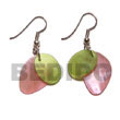 Pink/green Dangling Hammershell Shell Earrings