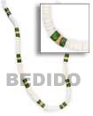 Philippines Shell Necklace Shell Fashion Shell Necklace Jewelry White Shell W/ Green And Natural Coco Comination Necklace Natural Shell Component SFAS036NK