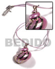 Philippines Shell Necklace Fashionable 2 rows lilac jelly cord with pink turbo shell pendant (approx. 35mm varying natural sizes) molten gold metal jewelry with attached jump rings electroplated SFAS3326NK