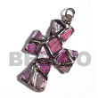 Philippines Shell Pendant Fashionable Cross glistening pink abalone molten silver metal pendant handmade natural SFAS6295P