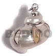 Philippines Shell Pendant Fashionable White turbo shell molten silver metal pendant handmade natural SFAS6304P