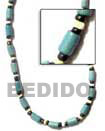 Turquoise Blue Wood Tube Natural Combination Necklace