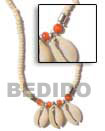Philippines Natural Combination Necklace Shell Fashion Natural Combination Necklace Jewelry 4-5 Coco Bleach W/ Synthetic Beads/ Orange Beads & Silver Tube And Sigay Accent Necklce Natural Shell Component SFAS255NK