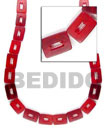 Red Rectangular Beads Bone Horn Beads Necklace