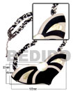 Philippines Jewelry Specials Shell Fashion Weekly Jewelry Specials Jewelry Choker / Twisted Black And White Cut/glass Beads And 33mmx45mmx105mm Ceramic Inlaid MOP Pendant W/ Resin Backing /thickness 7mm / 13in Natural Shell Component SFAS2657NK