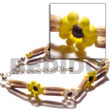 Philippines Wooden Bracelets Shell Fashion Wooden Bracelets Jewelry 2 Rows Sig-id Wood Tube W/ Yellow/bleached White 2-3mm Coco Pokalet Flower Natural Shell Component SFAS469BR