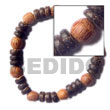 Philippines Wooden Bracelets Shell Fashion Wooden Bracelets Jewelry Pokalet Wood Beads Elastic - Size 7 Inches Bracelets Natural Shell Component SFAS5012BR