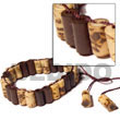 Philippines Wooden Bracelets Shell Fashion Wooden Bracelets Jewelry Bamboo Natural / Brown Weave W/ Burning Bracelets Natural Shell Component SFAS5060BR