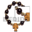 Philippines Wooden Bracelets Shell Fashion Wooden Bracelets Jewelry Black Buri Seeds/wood Beads Rosary Bracelet Natural Shell Component SFAS5061BR