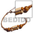 Philippines Wooden Bracelets Shell Fashion Wooden Bracelets Jewelry Bamboo & Wood Beads Combi On Double Wax Cord Natural Shell Component SFAS791BR
