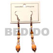 Orange Dangling Wood Beads Wooden Earrings
