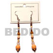 Philippines Wooden Earrings Shell Fashion Wooden Earrings Jewelry Orange Dangling Wood Beads W/ Acrylic Crystals/2-3 Coco Heishe Natural Shell Component SFAS381ER