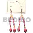 Philippines Wooden Earrings Shell Fashion Wooden Earrings Jewelry Pink Dangling Limestone Beads W/ Acrylic Crystals/2-3 Coco Heishe Natural Shell Component SFAS386ER