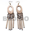 Philippines Wooden Earrings Shell Fashion Jewelry Dangling 45mmx30mm Oval Ambabawod Wood with 22mmx15mm SFAS5525ER