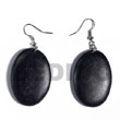 Philippines Wooden Earrings Shell Fashion Jewelry Dangling Oval 38mmx27mm natural Wood In Black SFAS5566ER