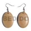 Philippines Wooden Earrings Shell Fashion Jewelry Dangling Oval 38mmx27mm natural Wood with Clear SFAS5567ER