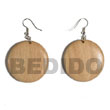 Philippines Wooden Earrings Shell Fashion Jewelry Dangling Round 32mm natural Wood with Clear SFAS5568ER