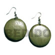 Philippines Wooden Earrings Shell Fashion Jewelry Dangling Round 32mm natural Wood In Olive SFAS5570ER