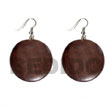 Philippines Wooden Earrings Shell Fashion Jewelry Dangling Round 32mm natural Wood In Brown SFAS5571ER