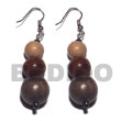 Philippines Wooden Earrings Shell Fashion Jewelry Dangling Round natural Wood Graduated 15mm/12mm/10mm Beads SFAS5614ER