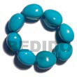 Philippines Wooden Imitation Kukui Nuts Shell Fashion Wooden Imitation Kukui Nuts Jewelry Elastic 8 Pcs. Wooden Imitation Kukui Nuts Bracelet / Bright Blue Natural Shell Component SFAS5180BR