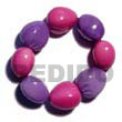 Philippines Wooden Imitation Kukui Nuts Shell Fashion Wooden Imitation Kukui Nuts Jewelry Elastic 8 Pcs. Wooden Imitation Kukui Nuts Bracelet / Pink & Lavender Combi Natural Shell Component SFAS5185BR
