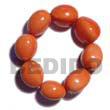 Philippines Wooden Imitation Kukui Nuts Shell Fashion Wooden Imitation Kukui Nuts Jewelry Elastic 8 Pcs. Wooden Imitation Kukui Nuts Bracelet / Orange Natural Shell Component SFAS5190BR